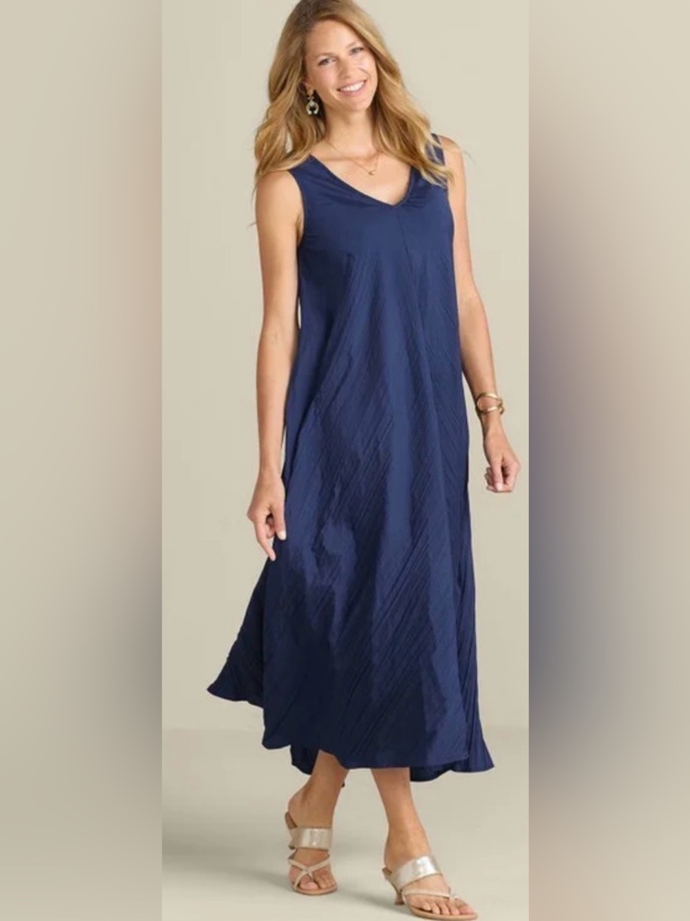 Soft Surroundings Navy Mizu Sleeveless Maxi Dress